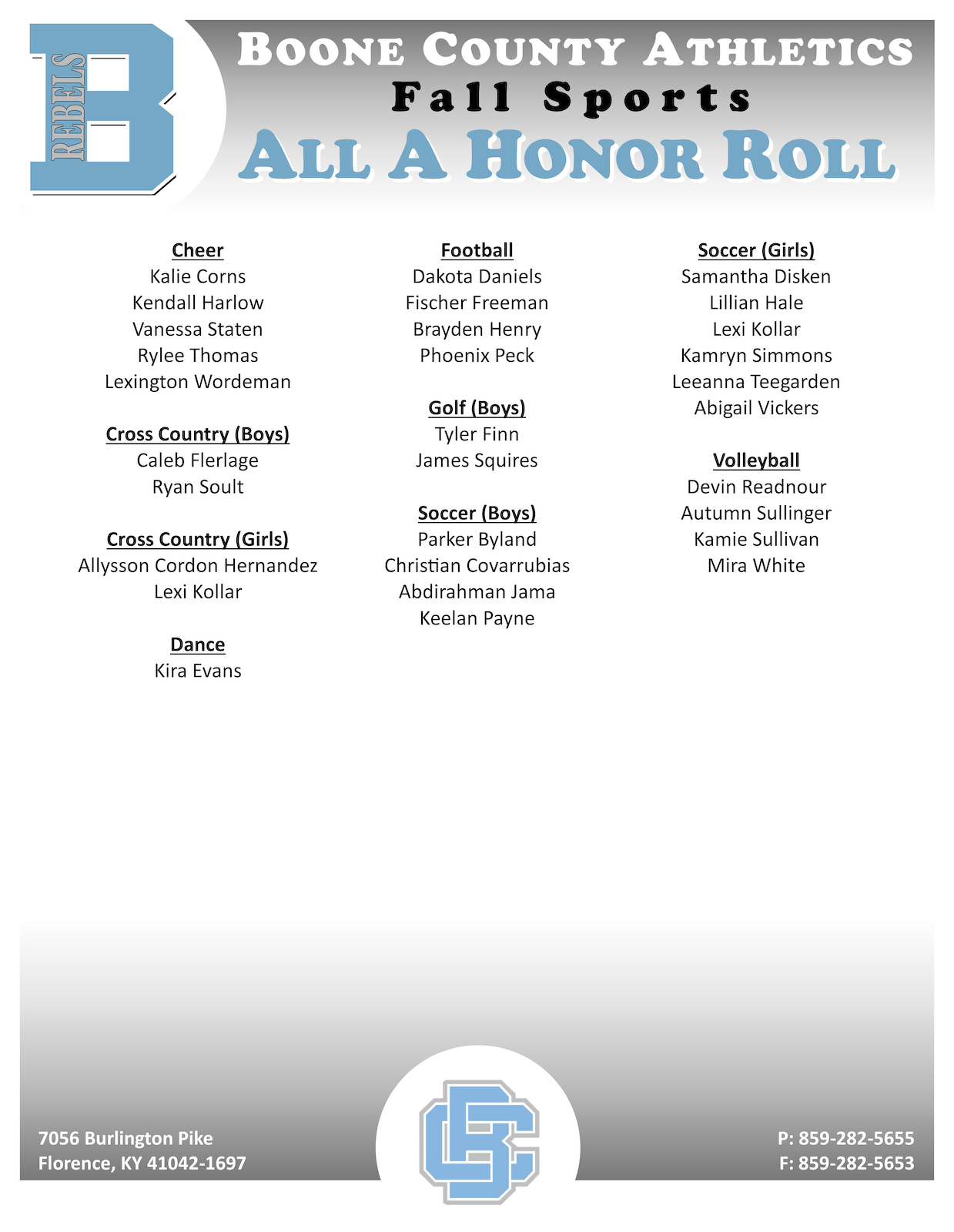 77 fall student athletes named to athletic honor roll cover photo