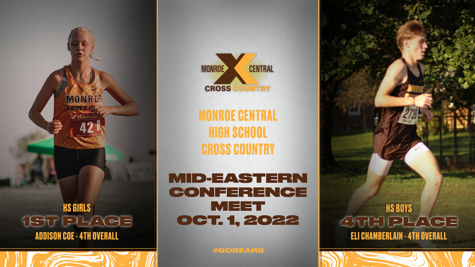 HS Boys XC finish 4th; Girls XC finish 1st in Mid-Eastern Conference Meet cover photo