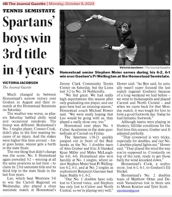 Spartan Tennis wins Sectional, Regional, and Semi-State 2023 gallery cover photo