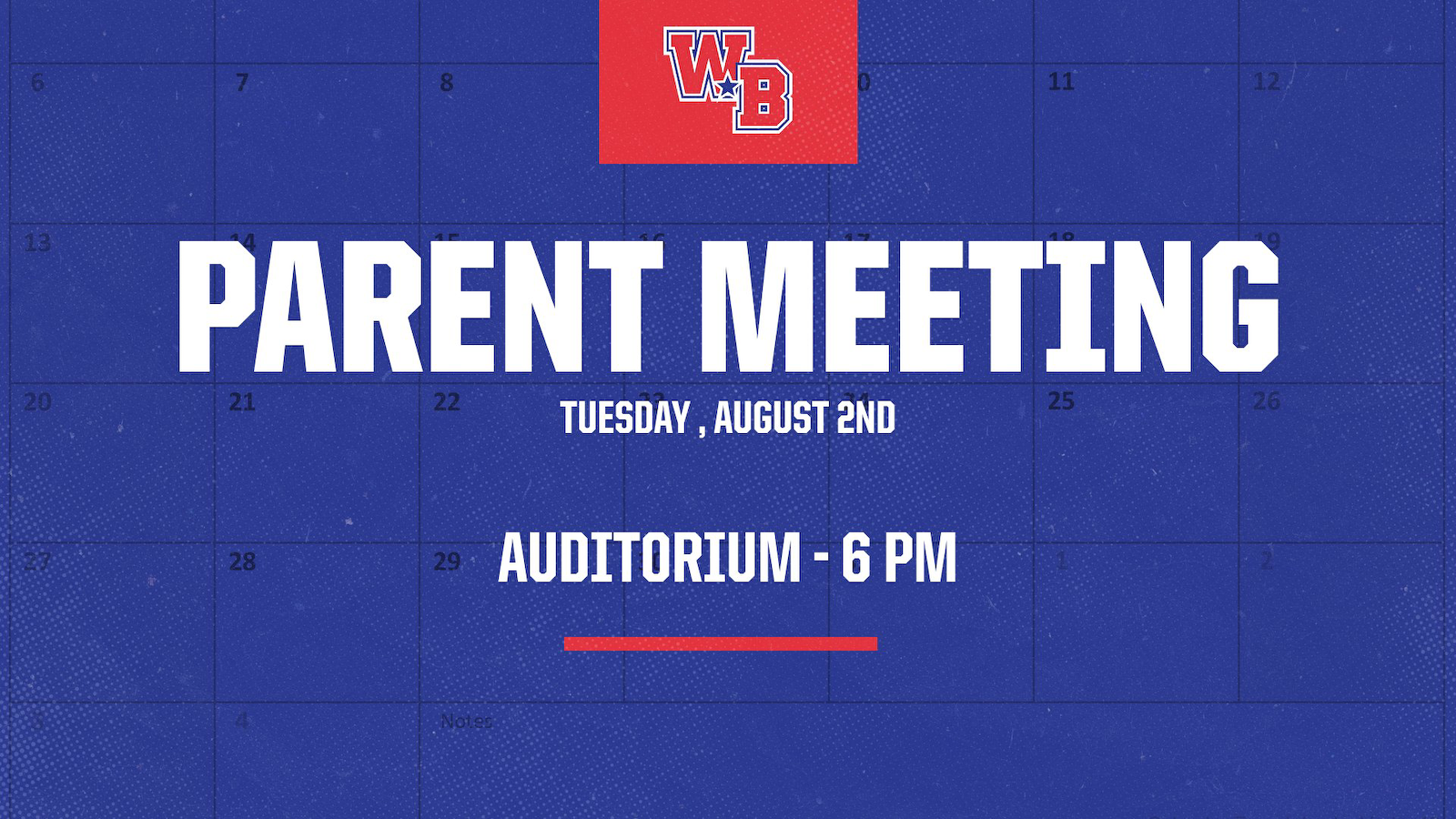 Athletic Department Parent Meeting - August 2nd cover photo